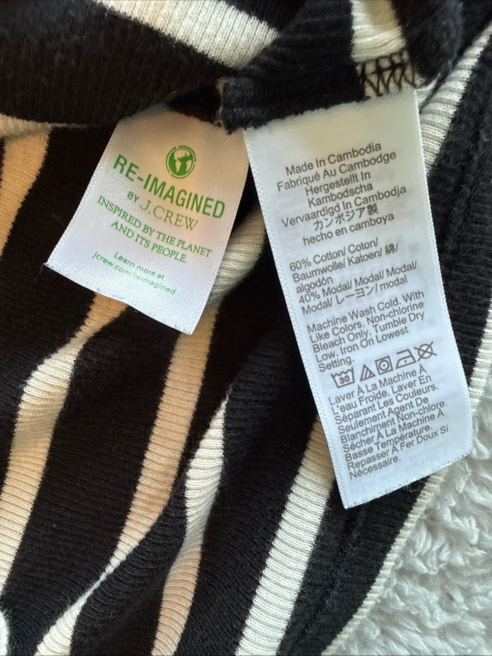 J.Crew | White And Black Striped Ribbed Tank Top Cotton Blend Soft Cotton Blend - Picture 7 of 8